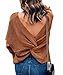 Sexyshine Women's Casual V Neck Criss Cross Backless Long Batwing Sleeve Loose Knitted Sweater Pullovers,Coffee