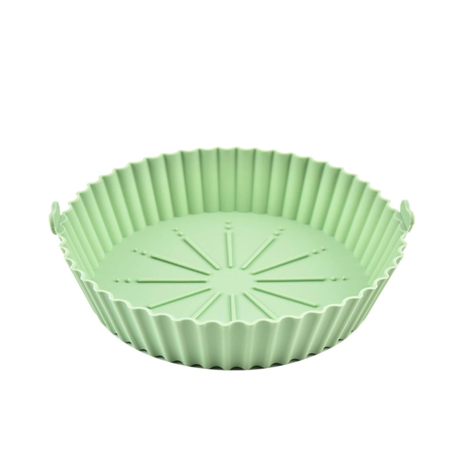 Sartén de silicona para freidora de aire y tazón, bandeja reutilizable para horno freidora de aire, bandeja de silicona apta para alimentos para cocinar y hornear perfectos, accesorios fáciles de