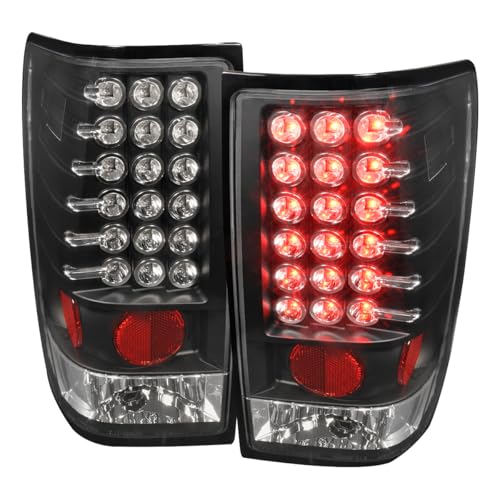 SPEC-D TUNING Black Housing Clear Lens LED Tail Lights Compatible with 2004-2015 Nissan Titan Without Utility Bed, Left + Right Pair Assembly