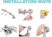 Vista 3 de Mango de ducha de 12 pulgadas, agarre suave, barras de agarre de acero inoxidable 304 para bañeras y duchas, barandillas estándar ADA de cromo