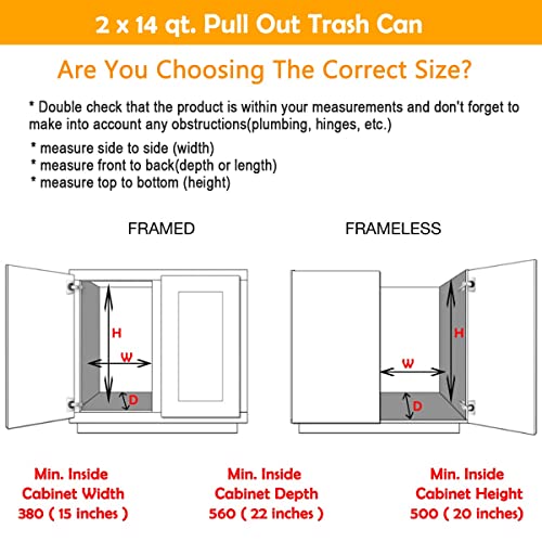 Coralov Pull Out Trash Can Under Cabinet Kitchen 8 Gallon/28 Qt. Dual Trash Bins Suit For Minumum 15 Inch Wide Cabinet Slide Out Cabinet Trash Can - Dark Gray #TOP2