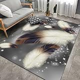BAPRRJY 3D-Gedruckte rutschfeste Teppiche Aus Federn, Waschbar, Flur, Küche, Schlafzimmer, Wohnzimmer, Teppichmatte – Waschbarer Teppichboden, Dekorativ,2,80 * 120cm
