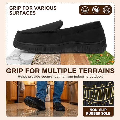 Image of shoeslocker Mens Slippers Microsuede Moccasin Memory Foam House Shoes