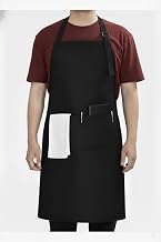 Unisex Professional Kitchen Apron for Men & Women – Waterproof & Oil-Proof PVC Coated Cotton – Chef Bib Apron with 2 Pockets Wipe Clean Design for Cooking, BBQ, Barista & Salon (Black)