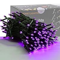 HOME LIGHTING 66ft Halloween Decorative Mini Lights, 200 LED Green Wire Fairy Starry String Lights Plug in, 8 Lighting Modes, for Indoor Outdoor Xmas Tree Wedding Party Decoration (Purple)