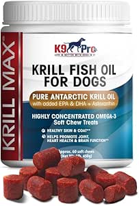Krill Oil for Dogs Omega Bites - Fish Oil for Dogs - Dog Shedding Supplement - Deshedding Vitamins Anti Itch Omega Chews Krill Oil Dog Chews Antioxidant for Shed Control Omega 3 6 9 for Dogs