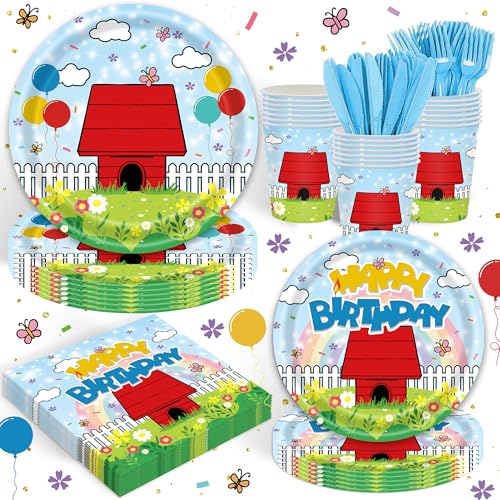 Cartoon Dog Red House Party Supplies Cartoon Tableware Set Kids Boys Girls Birthday Party Decoration Red and Blue Disposable Tableware Party Kids Decoration