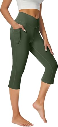 COPYLEAF Capri Leggings with Pockets for Women Yoga Pants Tummy Control Workout Cycling Leggings