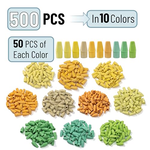Image of Mr. Pen- Pencil Erasers Toppers, 500 Pack, Colorful, Latex Free, No Smudge, Mr Pen Erasers for Pencils