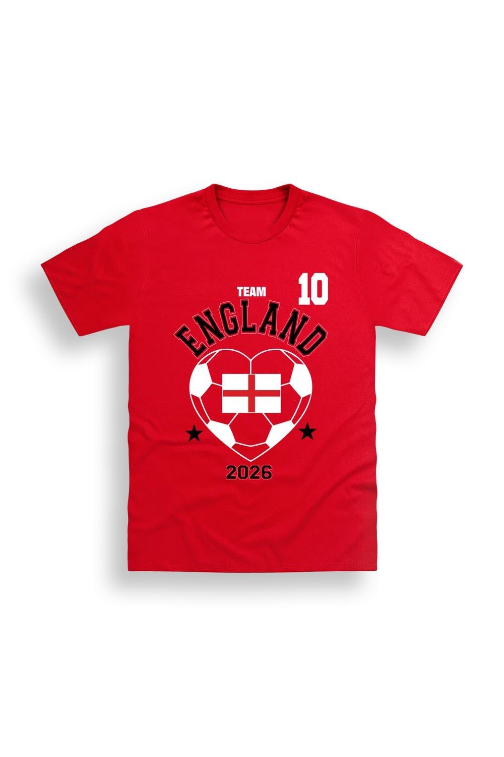 England Football Ladies T-Shirt, Womens Short Sleeve 100% Cotton Crew Neck Tee, Red Supporters Fan Top, Classic Graphic Print, Machine Washable, Red, Sizes S, M, L, XL, 2XL