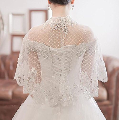 &huahua Bride shawl shoulder chain necklace jewelry wedding accessories lace fashion cloak Thin, e