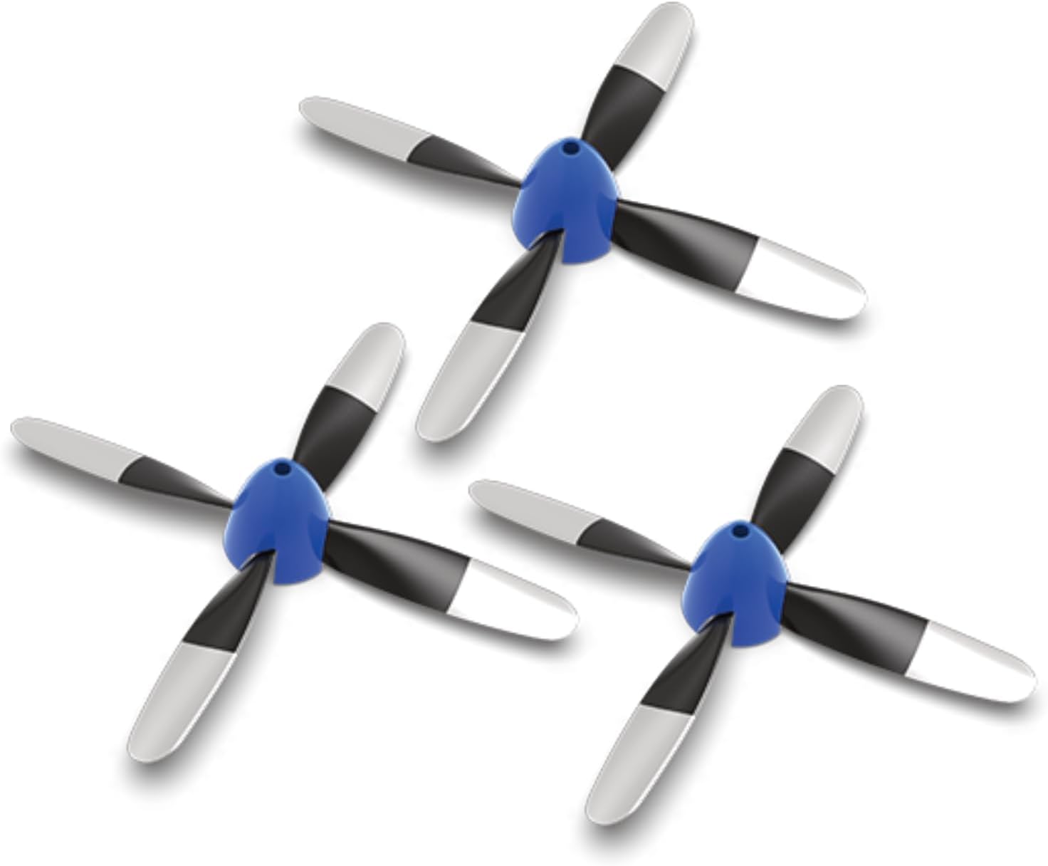 LEAMBE 3 Sets of 4-Blade Propeller Spare RC Plane Propellers Compatible with P51 Mustang & P40 Warhawk Remote Control Airplane Nose Cone Blue