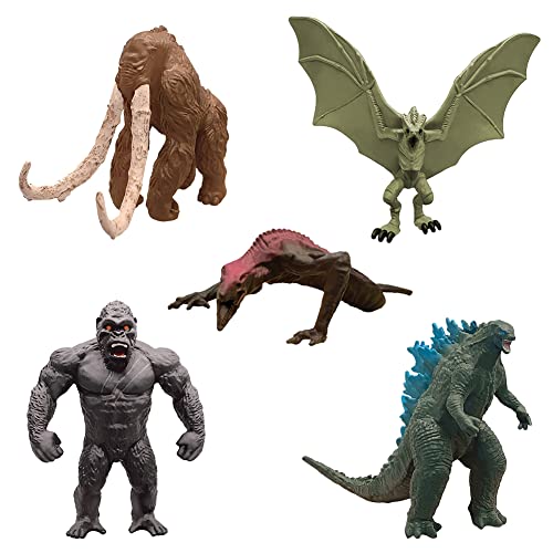 Godzilla Mini Figuren Set, IOSCDH 5 PCS Godzilla Tortendeko Geburtstags Party Kong Cupcake Figuren Kuchen Dekoration Lieferunge für Kinder Geburtstagsfeier & Baby Shower Cover