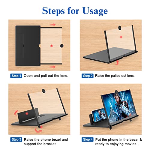 12" Screen Magnifier For Cell Phone -3D Hd Magnifying Projector Screen Enlarger For Movies, Videos And Gaming – Foldable Phone Stand Holder With Screen Amplifier–Compatible With All Smartphones #TOP3