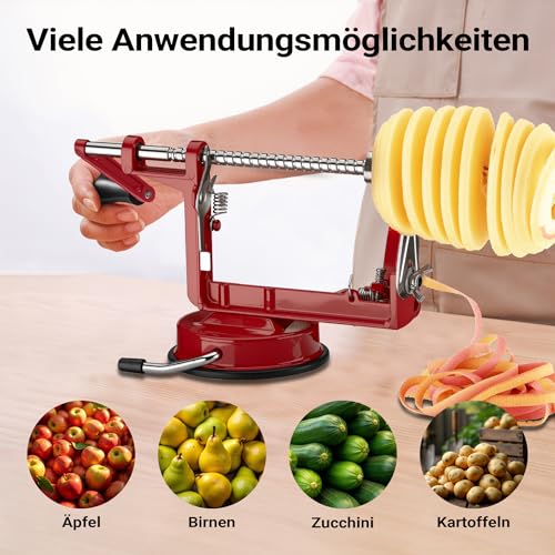 Foto von Wiltec Apfelschäler 3 in 1 mit Stahlklingen, Apfelschälmaschine 30 x 10 x 13 cm, Schäler, Entkerner und Schneider, multifunktionale Schälmaschine für Obst und Gemüse, Apfelentkerner und Apfelschneider