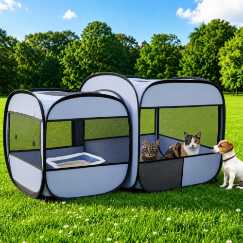 Image of 2-in-1 Dog Playpen, Portable Cat Playpen, No Assembly Need