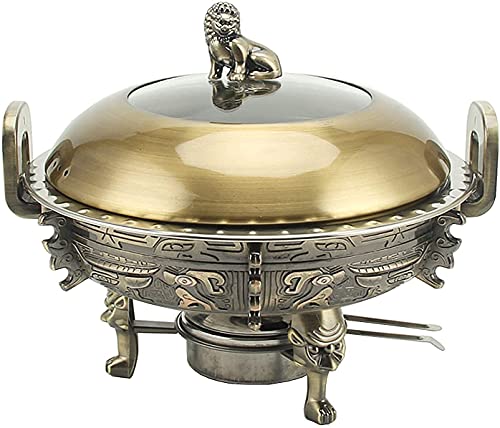 XBSXP 3L Edelstahl Chafing Dish Runde Chafer Buffetwärmer Mit Essenspfannen, Aluminiumständer, Sichtbarer Topfdeckel und…