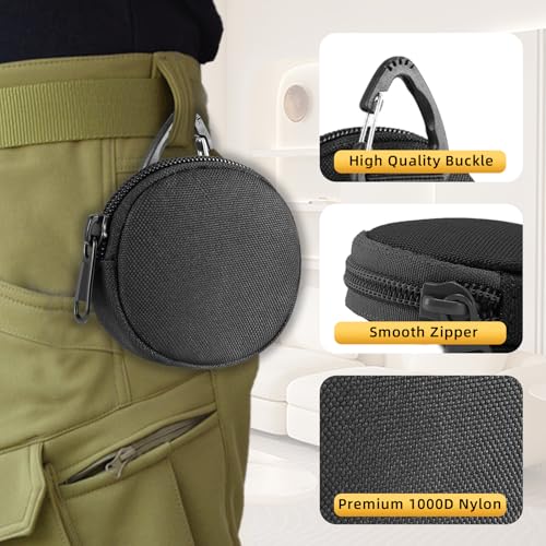 Image of Coin Pouch for Men 2PCS Black, 1000D Nylon Small Zipper Change Purse with Triangle Buckle, Mini Portable Compact Pocket Coin Holder for Loose Change