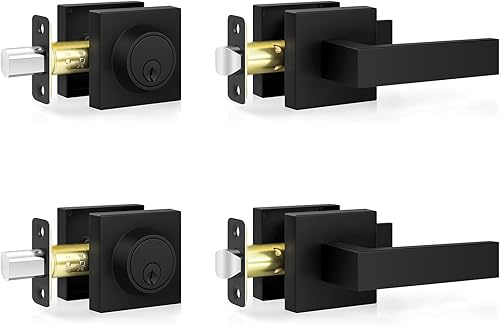 Miniatura 9 de Estmoon Cerradura de Puerta de Privacidad, Paquete de 10 Manijas de Puerta Sin Llave Negro Mate Interiores de Servicio Pesado Juego de Palancas