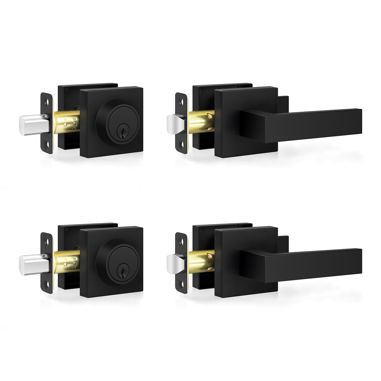 Photo 1 of Estmoon Exterior Door Lock Set, Matte Black, 2 Pack