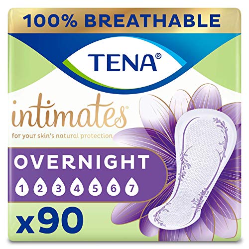 TENA Intimates Overnight Absorbency Incontinence/Bladder Control Pad with Lie Down Protection (Packaging May Vary) 45 Count (Pack of 6)