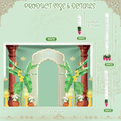 Tingjoo 7x5ft Indian Navaratri Backdrop Decorations, Diwali Pooja for Home by Tingjoo - Used condition - Image 2