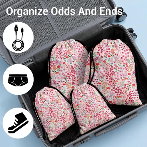 Image of Pink Floral Gymnastics Grip Bag Small Portable Drawstring Storage Pouch Bag for Gym
