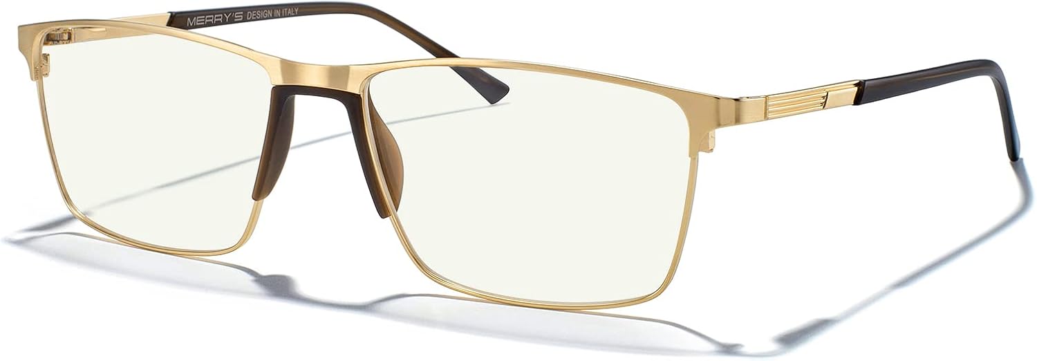 MERRY'S Reading Glasses - Fashion Blue Light Blocking Glasses Metal Frame Spring Hinge Readers for Men Eyeglasses