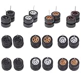 1/64 Off Road Wheels and Tires, 10 Set Mixed Styles Wheel Rims Rubber Tires for 1/64 Trucks Off-Road Car Upgraded and Modified Rubber Tires
