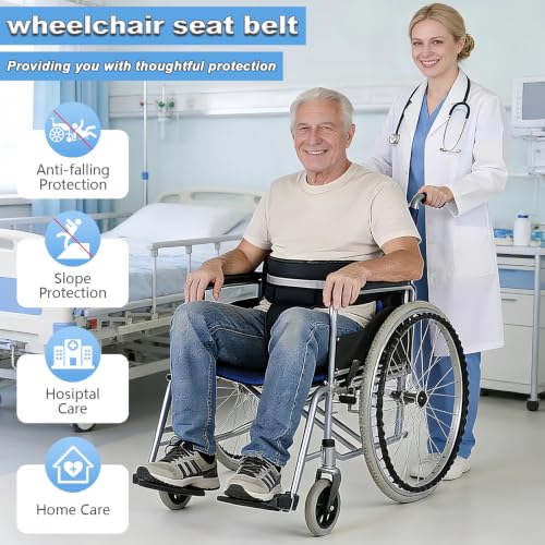 Image of Wheelchair Seatbelt,Wheelchair Harness for Adults,T-Shape Chair Waist Lap Strap with Easy Release Buckles,Suitable for Dementia Patients,Adults,The Elderly,Pregnant,Paralyzed(Black)