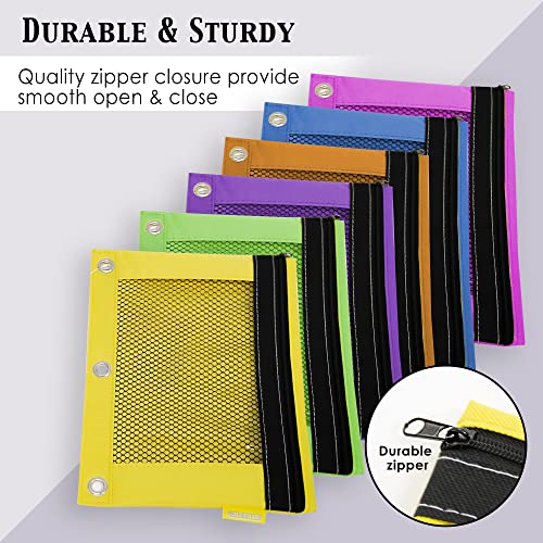 Bazic Bright Color 3-Ring Pencil Pouch W/ Mesh Window, Case Of 144 (804-144),Multiple #TOP3