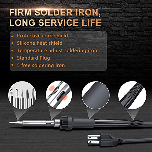 Merece Soldering Station, 65W Digital Soldering Iron Kit 176℉-896℉ Adjustable Temperature (C/F), Standby & Sleep, Temperature Lock, 5 Solder Tips, Tip Cleaner, Solder Wire, Sucker - Fast Heating Up #TOP2