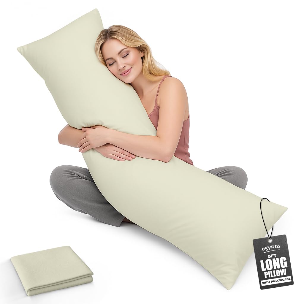 Living Orthopaedic 5Ft Bolster Pillow With Pillowcase Cream Egypto