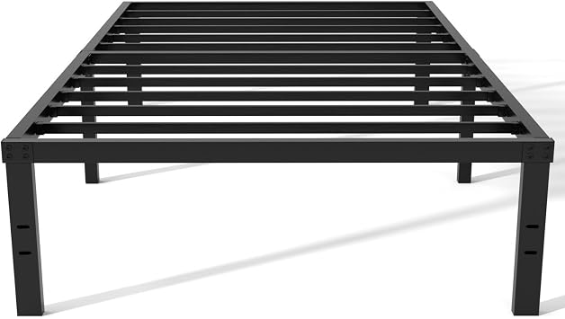 Metal Platform Bed Frame - Small Package Practical Iron 16" H Bed Frame Twin Size No Box Spring Needed Durable Frame, Black