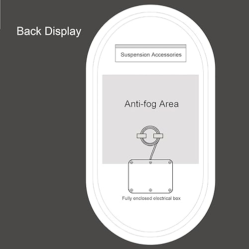 Miniatura 7 de Espejo de baño ovalado con retroiluminación LED, espejo inteligente de 3 colores con temperatura LED, espejo de maquillaje con luz LED antivaho