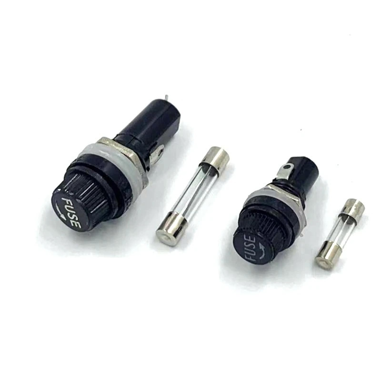 Portafusibles de tubo de seguro negro de 5 x 20 mm y 6 x 30 mm for montaje en panel de seguro, 8 A, 10 A, 15 A, 20 A, 30 A, 1 unidad(5x20mm,10A)