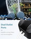 Pawfly Adjustable Aquarium Air Pump 4-LPM 2 Outlets with Oxygen Accessories for 20-100 Gallon Fish Tank Pond