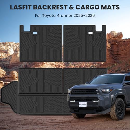 Image of LASFIT Cargo Mat for Toyota 4Runner 2025-2026 (Only Fit 7-Seats) | All Weather Custom Fit Anti-Slip Pet Friendly Easy Clean TPE Trunk & Backrest Mats for 6th Gen 4Runner, Black