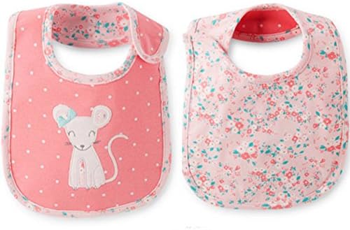 Carter's Bib Girl with Three Layer Lining Reversible Mouse Teething Feeding