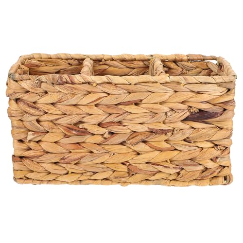 Panier de rangement tissé à main marron à compartiments pour petits objets - 2