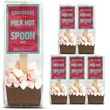 Kingsbridge Premium Hot Chocolate Spoons (5 Pack) - Luxury Milk Chocolate & Mini Marshmallow Stirrer - Milk Block With Wooden Spoon