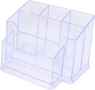Fdit Soporte de Pluma Transparente Multifuncional con Organizador de Caja de Tarjetas, Suministro de Oficina de Ahorro de Espacio, Diseño Transparente para Tarjetas de Visita,