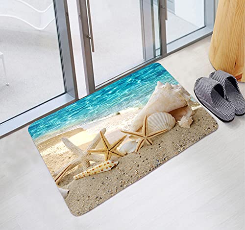 WODEJIA Bath Rugs Sponge Foam Soft for Bathroom and Kitchen,Flannel Mat Non Slip Bright 3D Printed for Bedside and Living Room, Clearance MatS Absorbent Moisture Dust Forlaundry Room (Beach Theme - Image 3