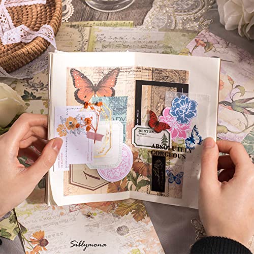 120 Pcs Deco Papers For Scrapbooking, 5.5*5.5In Vintage Decoupage Paper Junk Journal Supplies, Retro Flower Butterfly Sunflower Ephemera Paper Pack For Diary Room Decor Wall Art Collage Album (Setb) #TOP5