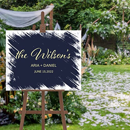 Panneau de calligraphie moderne personnalisable de bienvenue mariage 50x76cm