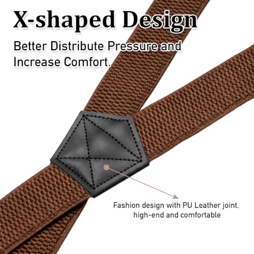 Image of SUNEZLGO Suspenders for Men Heavy Duty, X Back Hidden Suspender 1.5 inch Under Clothing, Adjustable Work Suspenders for Men Women
