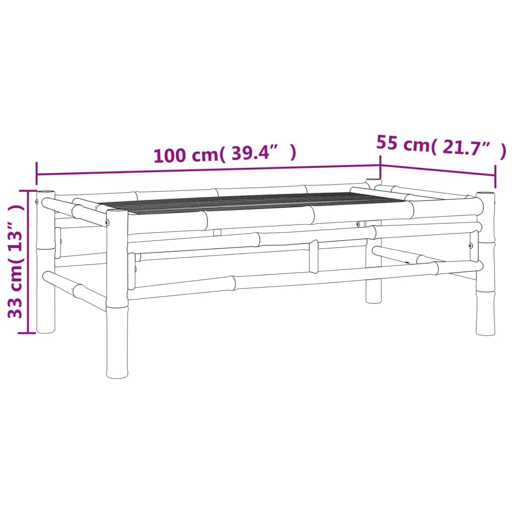 Tavolo da giardino in bambù, 100 x 55 x 33 cm, per esterni, per terrazza, balcone, robusto tavolino con pratico piano per cibi e bevande, facile da pulire