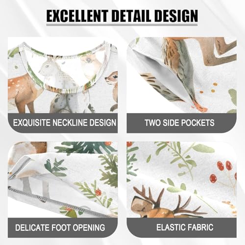 ALAZA Christmas Tree Deer Watercolor Pajamas Short Sleeve 2 Piece Sleepwear Top and Bottom Pajama Set Unisex4
