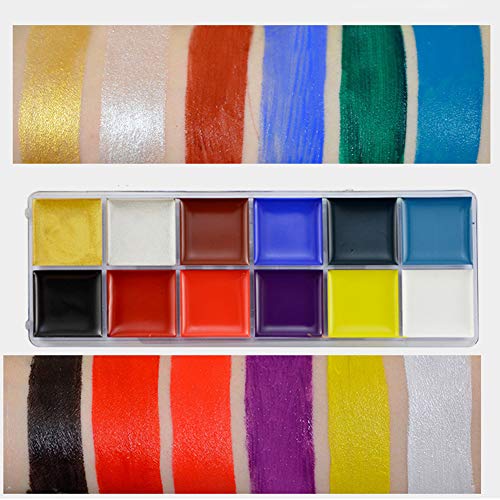 12 Colors Body Paint Kit Oil-Based Face Paint Makeup Palette For Christmas Costume Fancy Party Make Up Professional Face Body Painting With Brushes #TOP3