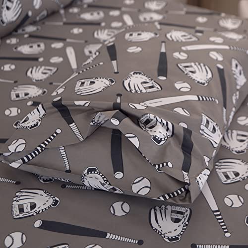 Sdy 4Pcs Baseball Bedding Sheets Full Size,Sport Print Sheet Set Full,Included 1 Fitted Sheet With 14'' Deep Pocket + 1 Top Flat Sheet + 2 Pillowcases For Kids, Toddler, Boys And Girls #TOP6